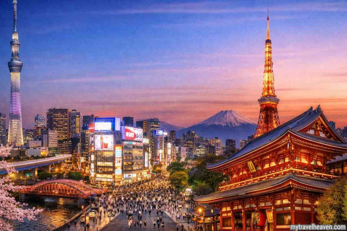 7-day Tokyo itinerary skyline with landmarks and Mount Fuji
