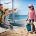 Family traveling with kids stress-free at airport and beach.