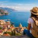 Beginner traveler overlooking coastal destination.