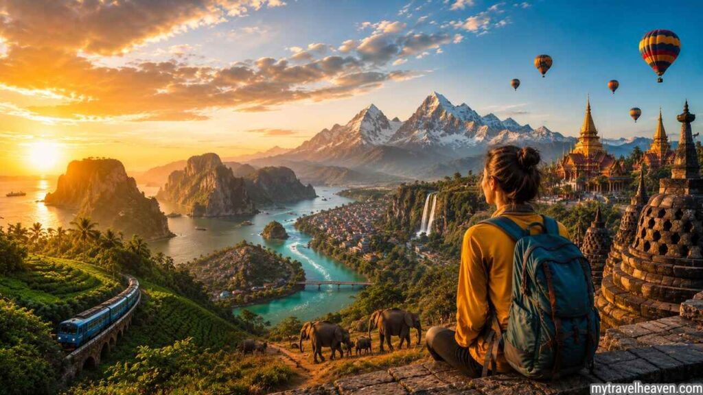 Traveler overlooking scenic landscapes during unexpected travel adventures.