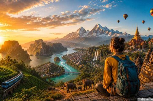 Traveler overlooking scenic landscapes during unexpected travel adventures.