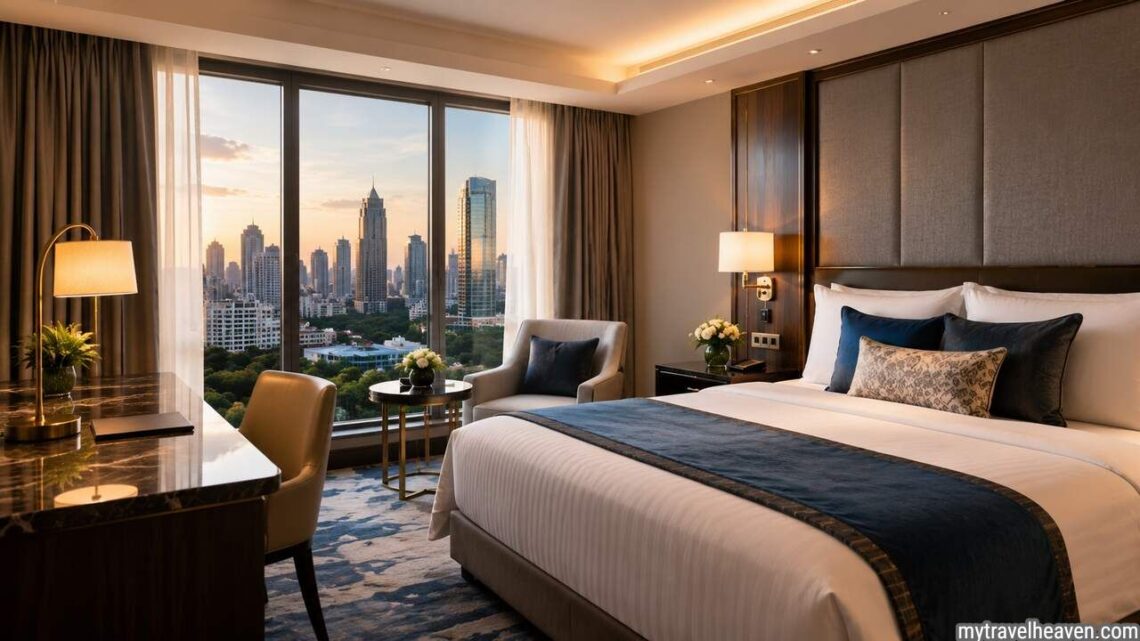 Luxury hotel suite showing free hotel upgrade concept.