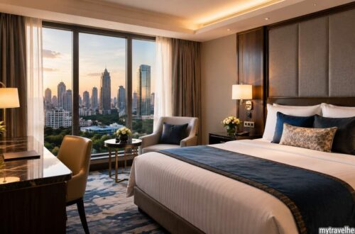 Luxury hotel suite showing free hotel upgrade concept.