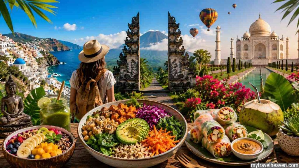 Top Vegetarian & Vegan Travel Destinations for Food, Culture, and Easy Plant-Based Living Top vegetarian and vegan travel destinations with plant-based food and cultural travel scenery.