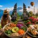 Top vegetarian and vegan travel destinations with plant-based food and cultural travel scenery.